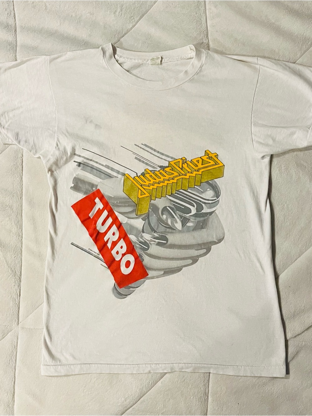 Vintage 1986 Judas Priest Turbo Fuel for Life White T-Shirt Small